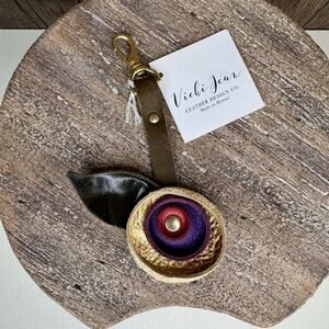 Genuine Leather Bag Charm Leather Purse Accessories Flower Bag Charm NEW